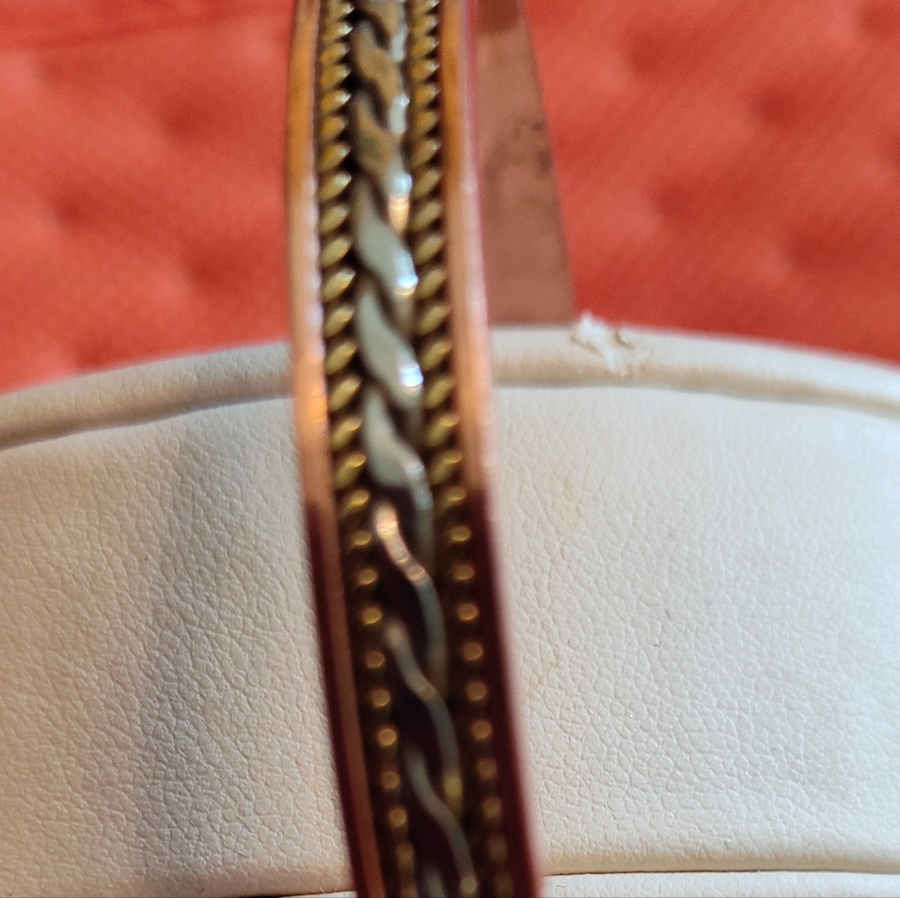 Copper Cuff Bracelet with Braided Silver